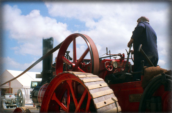 Dexter cattle photograph album, steam engine, photograph by High View